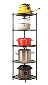 zigama 5-tier kitchen pot rack, multi-layer corner shelf stand metal shelves for kitchen