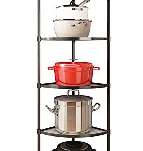 ZIGAMA 5-Tier Kitchen Pot Rack, Multi-layer Corner Shelf Stand Metal Shelves for Kitchen