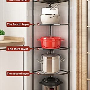 ZIGAMA 5-Tier Kitchen Pot Rack, Multi-layer Corner Shelf Stand Metal Shelves for Kitchen