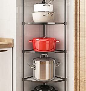 ZIGAMA 5-Tier Kitchen Pot Rack, Multi-layer Corner Shelf Stand Metal Shelves for Kitchen