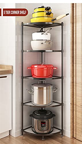 ZIGAMA 5-Tier Kitchen Pot Rack, Multi-layer Corner Shelf Stand Metal Shelves for Kitchen