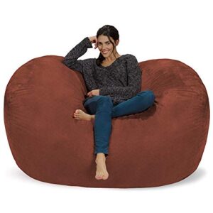 chill sack bean bag chair cover, 6-feet, soft faux linen brown