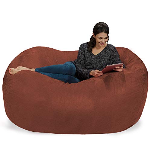 Chill Sack Bean Bag Chair Cover, 6-feet, Soft Faux Linen Brown