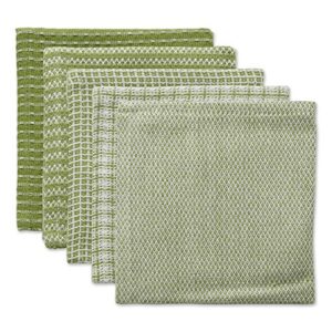 dii everyday kitchen collection assorted dishcloth set, 12x12, antique green, 5 count