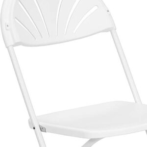 EMMA + OLIVER 2 Pack 650 lb. Capacity White Plastic Fan Back Folding Chair