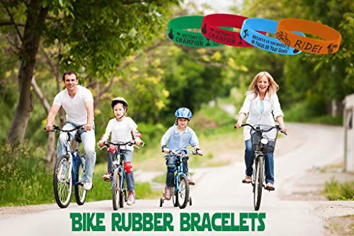 Oringaga 24PCS Bicycle Party Motivational Rubber Bracelets, BMX Bike Game Party Baby Shower Birthday Party Supplies Decorations Gifts Prize Goodie Bag Favors Silicone Wristbands