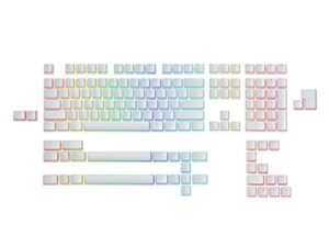 glorious aura v2 (white) - pbt pudding keycaps for mechanical keyboards - ansi (us), iso compatible - supports full size, tkl, 75%, 60% layouts