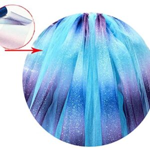 Lauthen.S Rainbow Glitter Tulle Rolls, Decorative Tulle Fabric Roll 6" x 10 Yards(30 Feet) Blue Shimmer Color Fabric Ribbon for Table Chair Sash Hair Bow Costume Wedding Birthday Baby Shower