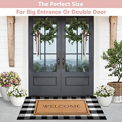 LILI REY Buffalo Plaid Rug – 3x5 Buffalo Plaid Outdoor Rug, Black and White Outdoor Rug, Outdoor Rug 3x5, Front Porch Rug, Buffalo Check Outdoor Rug, Black and White Checkered Rug, Plaid Door mat