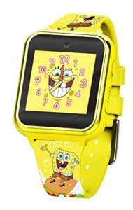 accutime kids nickelodeon spongebob squarepants yellow educational learning touchscreen smart watch toy for boys, girls, toddlers - selfie cam, games, alarm, calculator (model: sgb4090az)