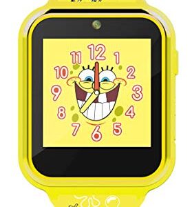 Accutime Kids Nickelodeon Spongebob Squarepants Yellow Educational Learning Touchscreen Smart Watch Toy for Boys, Girls, Toddlers - Selfie Cam, Games, Alarm, Calculator (Model: SGB4090AZ)