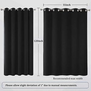 DUALIFE Black Blackout Curtain Panels/Drapes (60 Inch Wide by 120 Inch Length, 2 Panels) Solid Thermal Insulated Energy Efficient Bedroom Curtains for Hall/Dining Room Grommet Set of 2 Panels