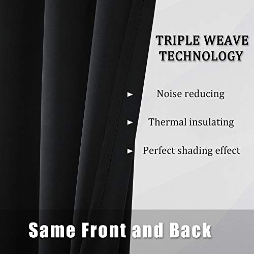 DUALIFE Black Blackout Curtain Panels/Drapes (60 Inch Wide by 120 Inch Length, 2 Panels) Solid Thermal Insulated Energy Efficient Bedroom Curtains for Hall/Dining Room Grommet Set of 2 Panels