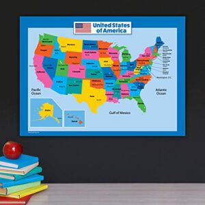 2 Pack - World Map Poster for Kids [Illustrated] + Simplified United States Map (Laminated, 18" x 29")