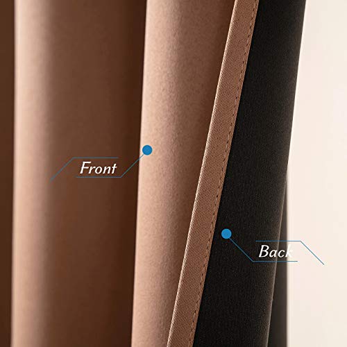 MIULEE 100% Blackout Curtains 84 inches Long Window Drapes for Living Room Darkening Light Blocking and Thermal Insulated for Full Shade Grommets Top 2 Panels Mocha