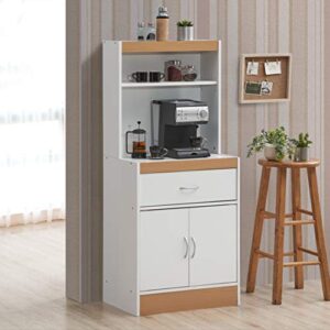 Hodedah Tall Open Shelves Kitchen Cabinet, White