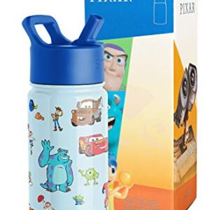 Simple Modern Disney Pixar Kids Water Bottle with Straw Lid | Reusable Insulated Stainless Steel Cup for Boys, School | Summit Collection | 14oz, Pixar Pals