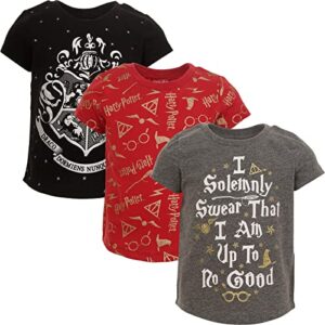 harry potter hogwarts big girls 3 pack t-shirts red/black/grey 18-20