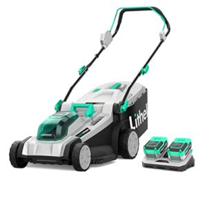 litheli cordless lawn mower 17 inch, 2 x 20v 4.0ah battery lawn mowers with brushless motor, bagging & mulching, charger included