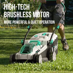 Litheli Cordless Lawn Mower 17 Inch, 2 x 20V 4.0Ah Battery Lawn Mowers with Brushless Motor, Bagging & Mulching, Charger Included