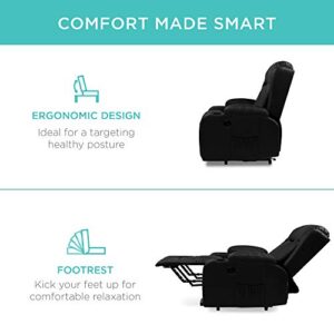 Best Choice Products Electric Power Lift Recliner Massage Chair, Adjustable Furniture for Back, Lumbar, Legs w/ 3 Positions, USB Port, Heat, Cupholders, Easy-to-Reach Side Button - Black