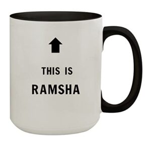 molandra products this is ramsha - 15oz colored inner & handle ceramic coffee mug, black
