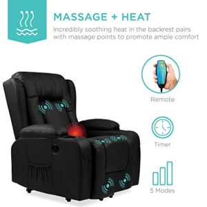 Best Choice Products Electric Power Lift Recliner Massage Chair, Adjustable Furniture for Back, Lumbar, Legs w/ 3 Positions, USB Port, Heat, Cupholders, Easy-to-Reach Side Button - Black