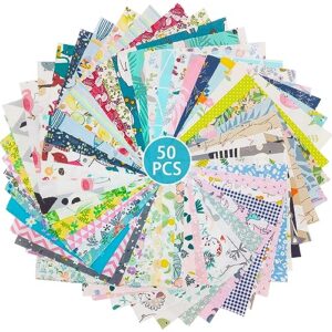 ZGXY Fabric, 50 pcs/lot Top Cotton 8" x 8" (20cm x 20cm) Squares Patchwork, Precut Multi-Color and Different Pattern for Sewing Quilting Crafting, Home Party Craft Fabric DIY Sewing Mask