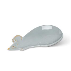 abbott collection 27-steep mouse teabag/trinket holder, grey