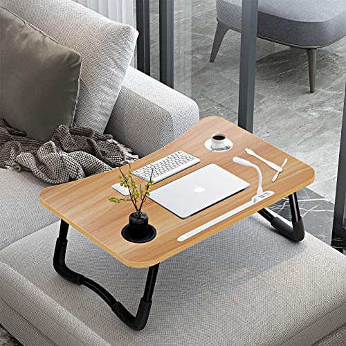 Laptop Bed Desk,Portable Foldable Laptop Lap Desk Tray Table with USB Charge Port/Cup Holder/Storage Drawer,for Bed/Couch/Sofa Working, Reading