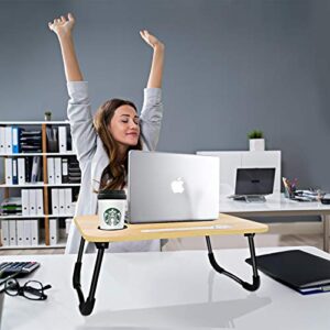 Laptop Bed Desk,Portable Foldable Laptop Lap Desk Tray Table with USB Charge Port/Cup Holder/Storage Drawer,for Bed/Couch/Sofa Working, Reading
