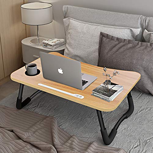 Laptop Bed Desk,Portable Foldable Laptop Lap Desk Tray Table with USB Charge Port/Cup Holder/Storage Drawer,for Bed/Couch/Sofa Working, Reading