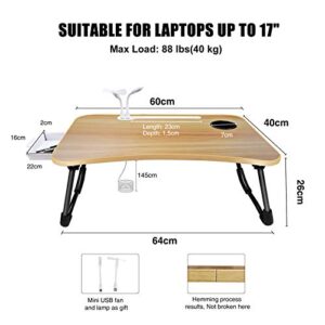 Laptop Bed Desk,Portable Foldable Laptop Lap Desk Tray Table with USB Charge Port/Cup Holder/Storage Drawer,for Bed/Couch/Sofa Working, Reading