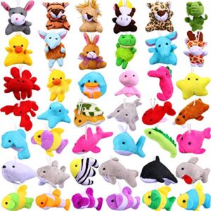 42 pieces mini plush animals toys set, cute small stuffed animal plush keychain decorations for themed party favors, carnival prizes, classroom rewards, goody bags filler for boys girls
