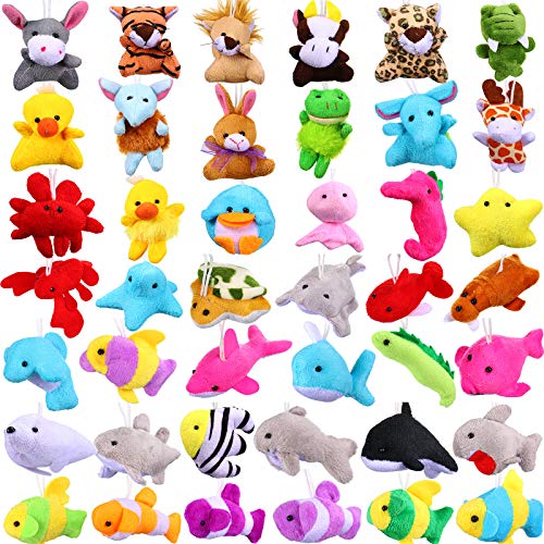 42 Pieces Mini Plush Animals Toys Set, Cute Small Stuffed Animal Plush Keychain Decorations for Themed Party Favors, Carnival Prizes, Classroom Rewards, Goody Bags Filler for Boys Girls