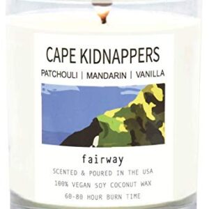 Fairway Premium Candle for Sport Lovers | All Natural Scented Vegan Soy Wax | Hand Poured in USA | Golf Candles | Bucket List Cape Kidnappers | Scent Patchouli,Mandarin,Vanilla | 13.5 oz Glass Tumbler