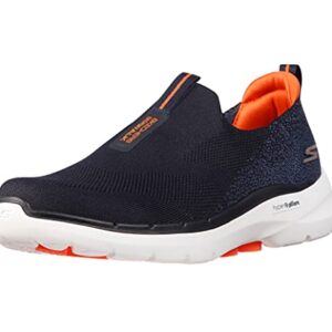 Skechers Men's Gowalk 6-Stretch Fit Slip-On Athletic Performance Walking Shoe, Navy/Orange, 12