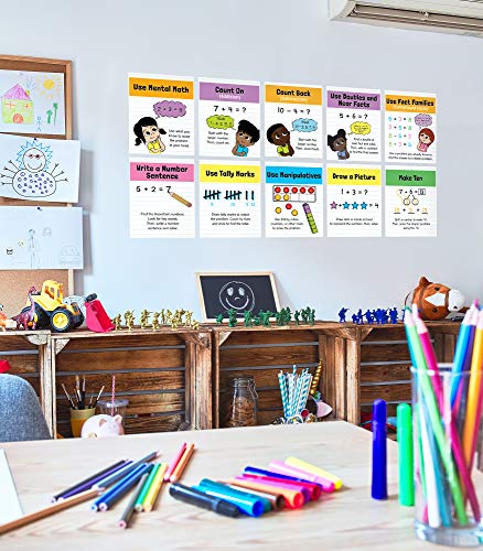 Carson Dellosa Math Strategies Posters, 8.5" x 11" Math Posters for Wall Decor, Bulletin Board, Classroom Decor, Daycare Supplies, Office Decor, Homeschool and Classroom Posters (14 Posters)