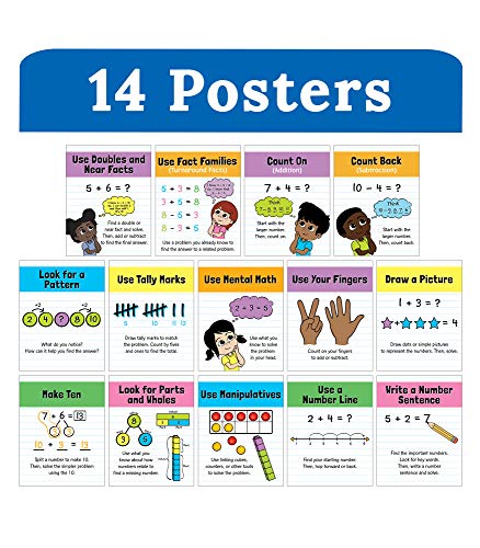 Carson Dellosa Math Strategies Posters, 8.5" x 11" Math Posters for Wall Decor, Bulletin Board, Classroom Decor, Daycare Supplies, Office Decor, Homeschool and Classroom Posters (14 Posters)