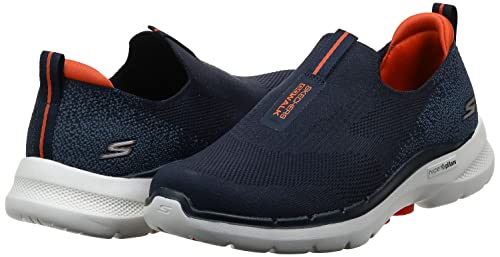 Skechers Men's Gowalk 6-Stretch Fit Slip-On Athletic Performance Walking Shoe, Navy/Orange, 12