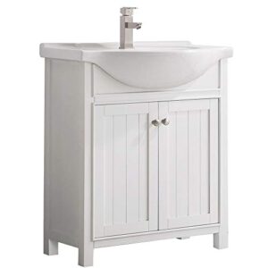 luca kitchen & bath lc30hwp pure carson 30" single sink bathroom vanity white porcelain countertop-no assembly required