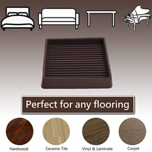 Jayen 3x3 Square Rubber Furniture Caster Cups, Anti-Sliding Furniture Pads Bed Stopper Floor Protectors with Grip - Protect Any Flooring