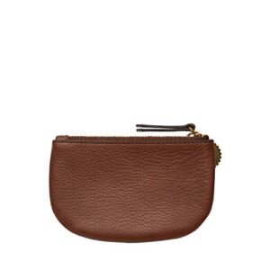 fossil women's polly leather wallet zip pouch with keychain, brown (model: slg1465200)