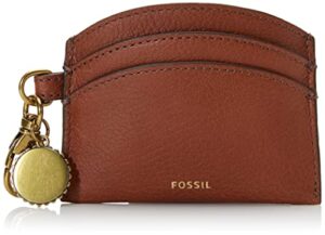 fossil women's polly leather wallet slim minimalist card case with keychain, brown (model: sl6455200)