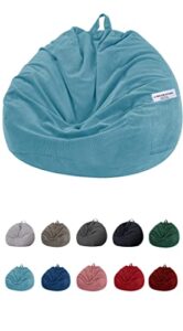 sanmadrola stuffed animal storage bean bag chair cover (no filler) for kids and adults.soft premium corduroy stuffable beanbag for organizing children plush toys or memory foam large 300l(lightblue)