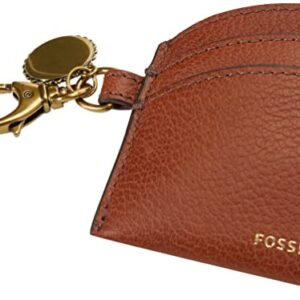 Fossil Women's Polly Leather Wallet Slim Minimalist Card Case with Keychain, Brown (Model: SL6455200)