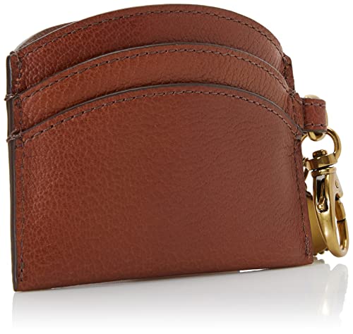 Fossil Women's Polly Leather Wallet Slim Minimalist Card Case with Keychain, Brown (Model: SL6455200)