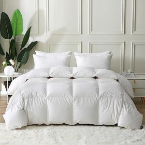 bpc queen size down comforter - goose duck all season down comforter with filling down and feather and cotton cover - duvet insert or stand-alone down comforter
