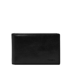 fossil men's andrew leather slim minimalist magnetic money clip bifold front pocket wallet, black, (model: ml4391001)
