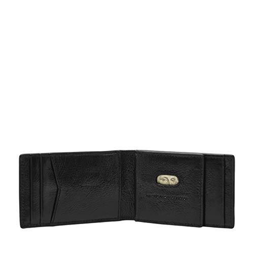 Fossil Men's Andrew Leather Slim Minimalist Magnetic Money Clip Bifold Front Pocket Wallet, Black, (Model: ML4391001)